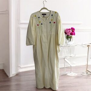 Stan Herman Seersucker Zippered MuuMuu Lounge Dress Yellow Size 1X Long Length